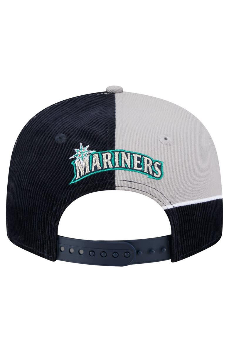 New Era Men's New Era Navy/Gray Seattle Mariners Retro Split Corduroy Snapback Hat, Alternate, color, Navy