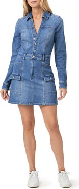 PAIGE Greta Long Sleeve Denim Cargo Dress
