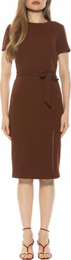 Alexia Admor Zyra Short Sleeve Tie Waist Sheath Dress