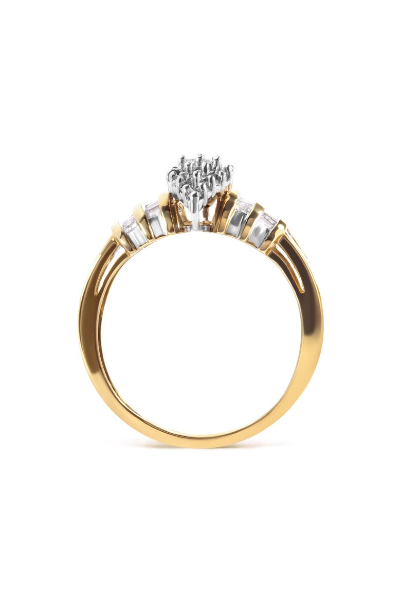 10K Yellow Gold 1/2 Cttw Diamond Head & Multi Row Ring, Alternate, color, Yellow