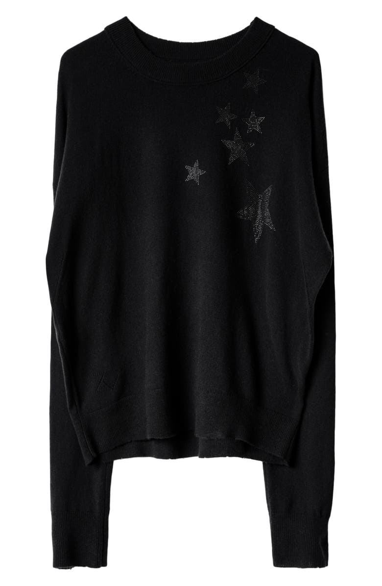 Zadig & Voltaire Gaby Strass Stars Wool & Cashmere Sweater, Alternate, color, 