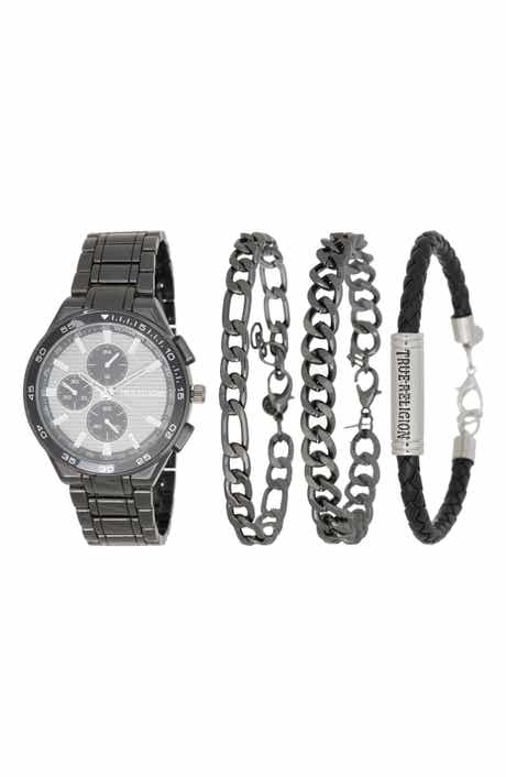 Set of 3 Bracelets & Quartz Bracelet Watch Set, 44mm x 55mm