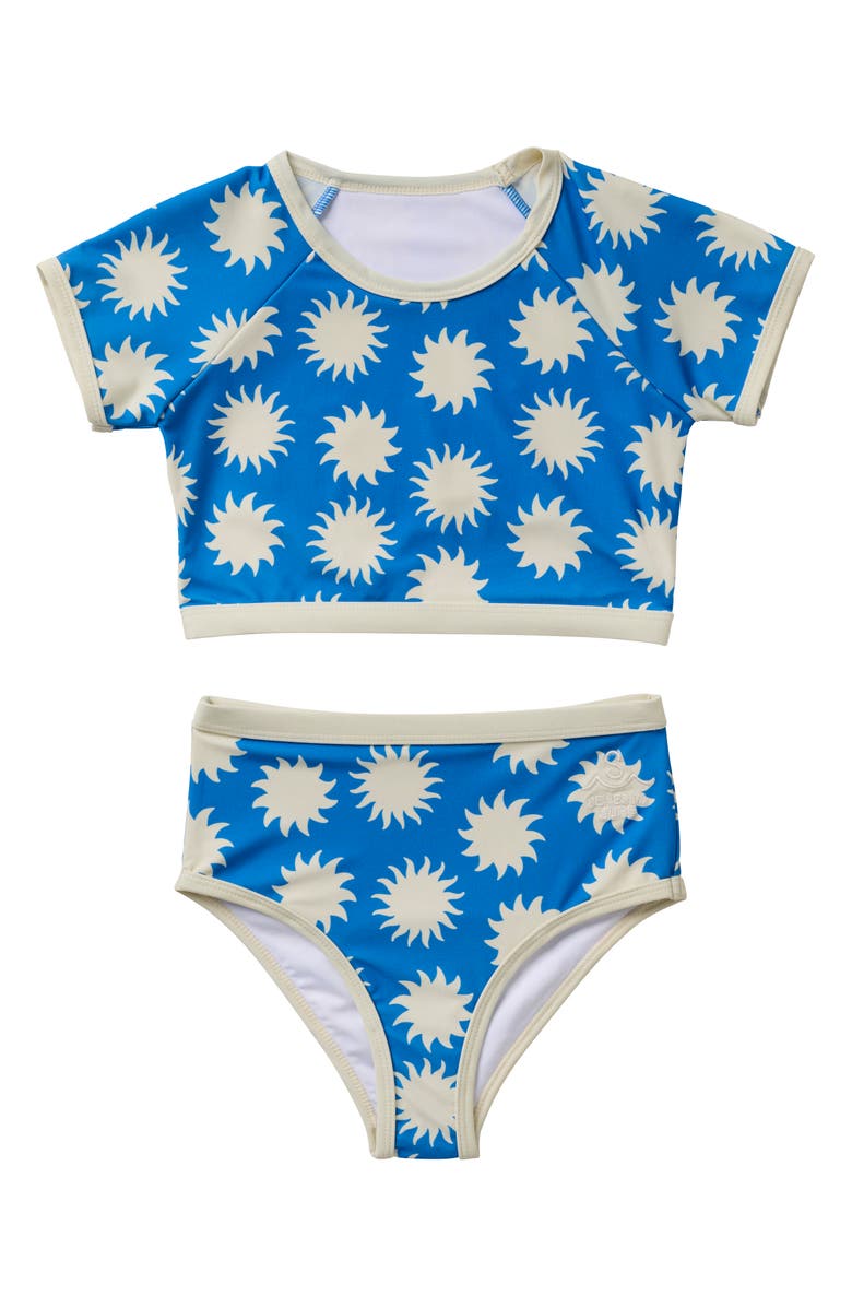 SEAESTA SURF Kids' Soleil Short Sleeve Two-Piece Rashguard Swimsuit, Main, color, Bleu