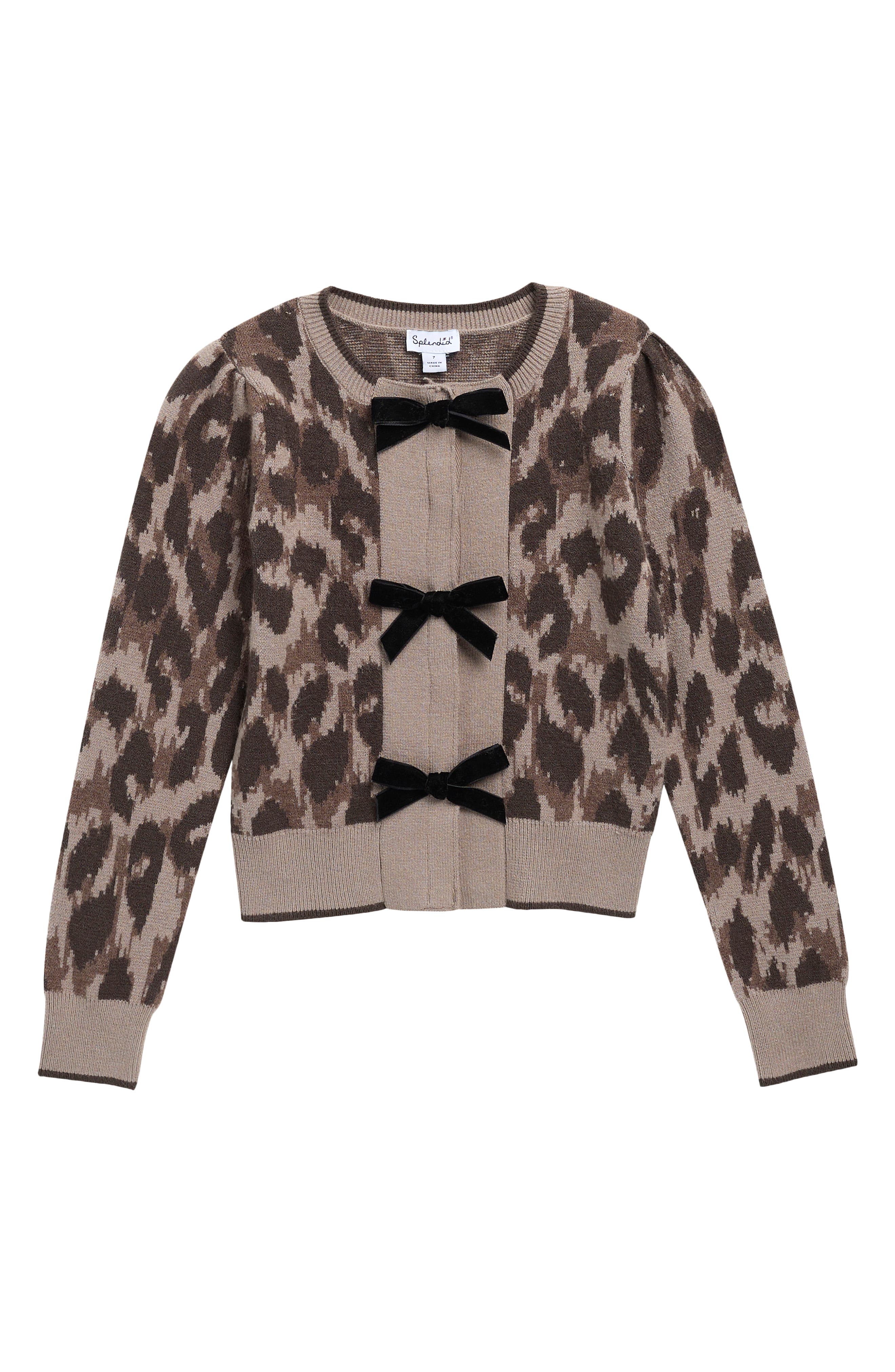 Kids' Leopard Bow Cardigan