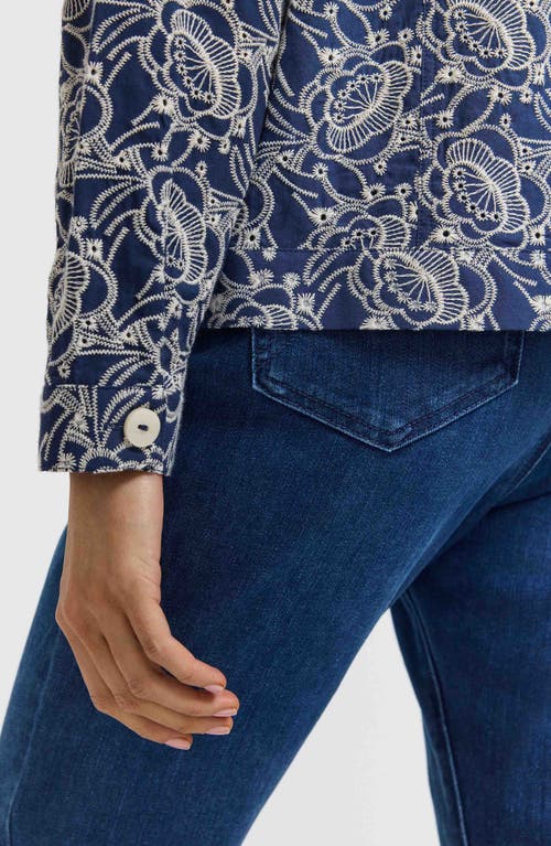 Foxcroft Thelma Cotton Eyelet Jacket In Navy/white