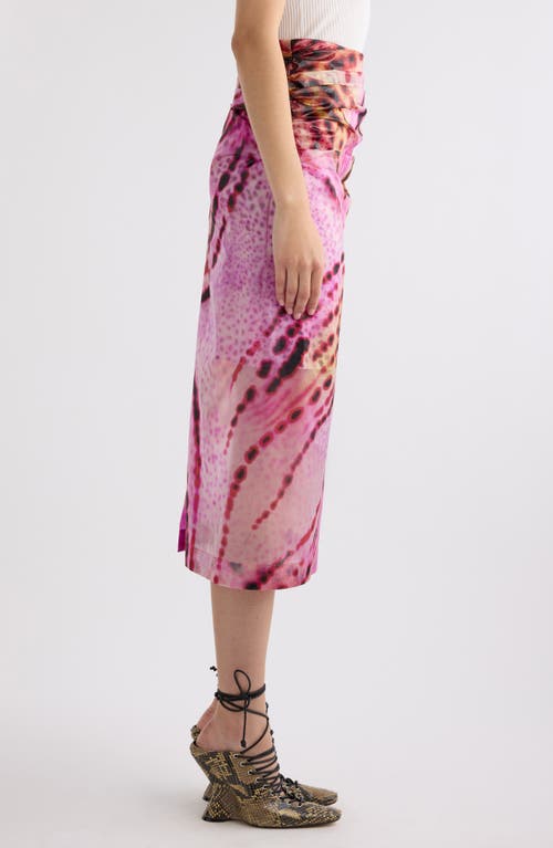 Dries Van Noten Sami Printed Midi Skirt In Fuchsia