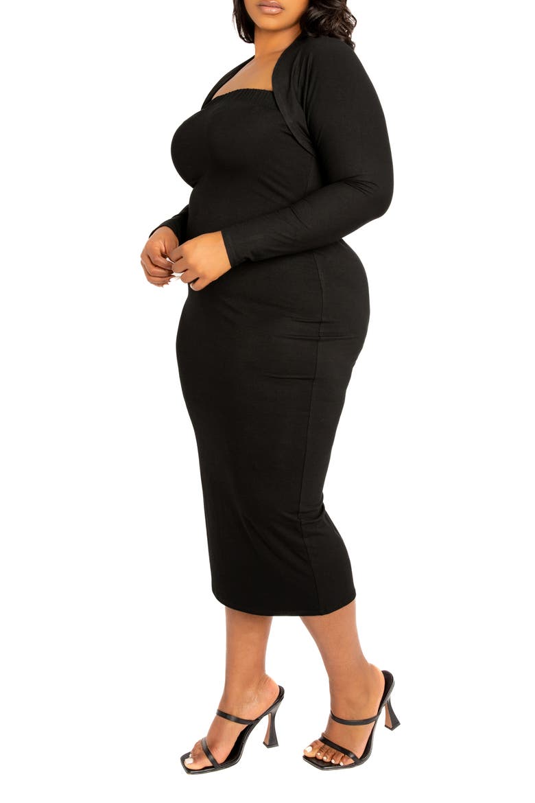 Modal Tube Dress & Shrug, Alternate, color, BLACK