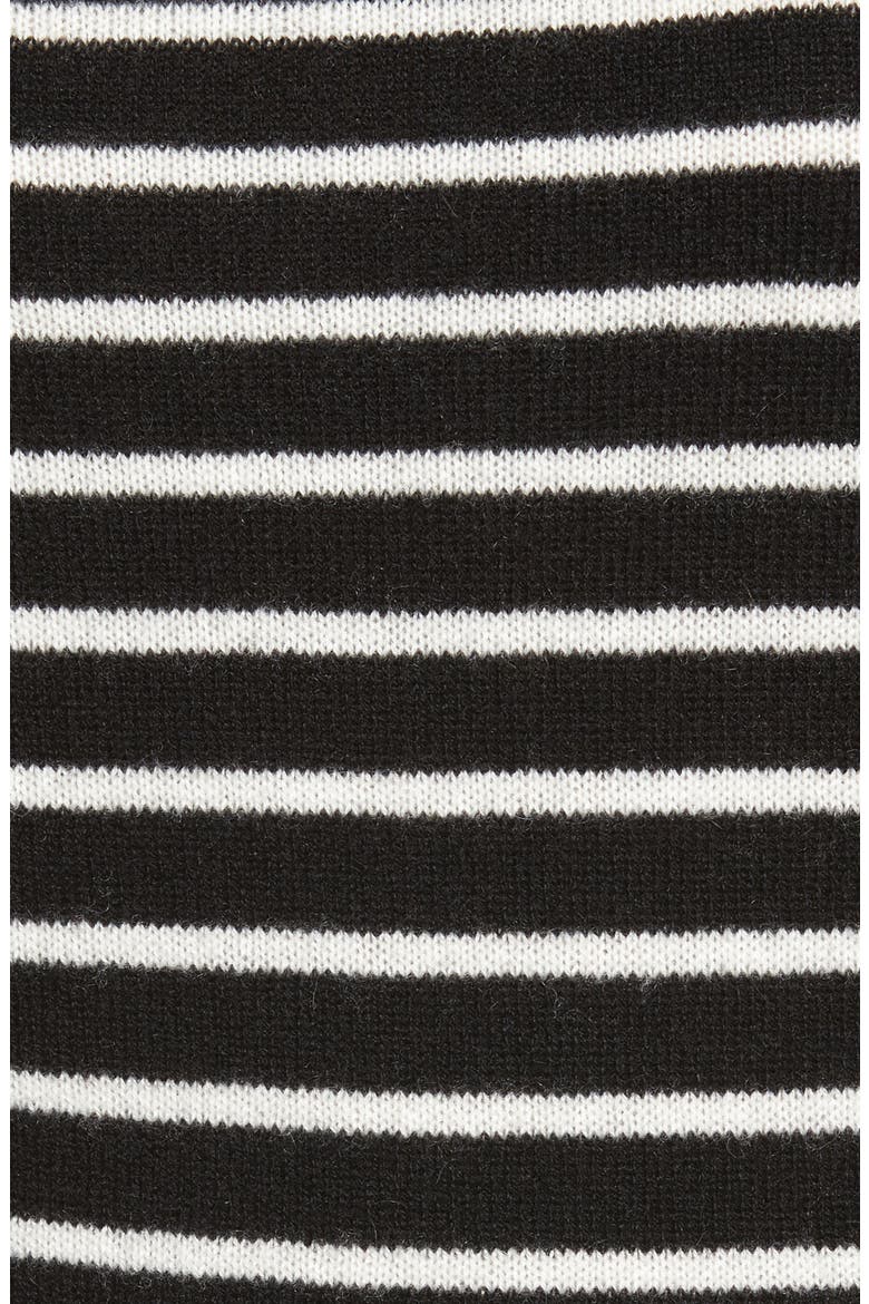 Funnel Neck Cashmere Sweater, Alternate, color, BLACK- IVORY STRIPE