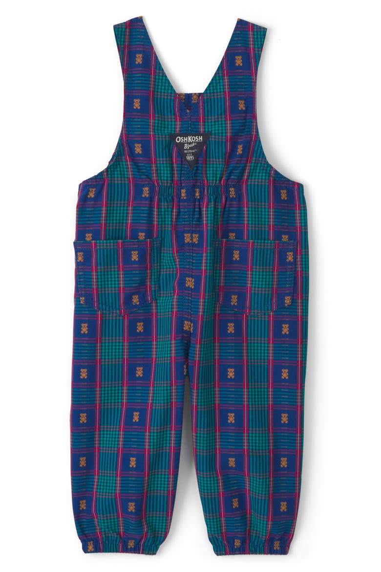 Plaid Cotton Overalls, Alternate, color, BLUE PLAID OVERALL
