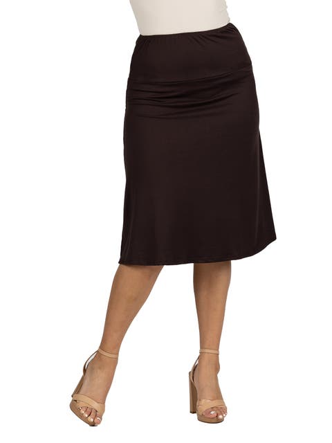 A-LINE Elastic Waist Knee Length Skirt