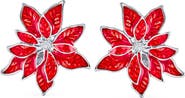 BLING JEWELRY Holiday Pointsettia Flower Stud Earrings