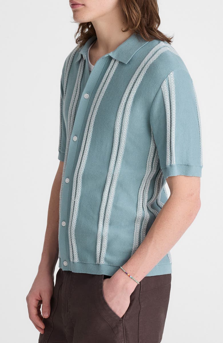 Madewell April Textured Stripe Full Botton Cotton Cardigan, Alternate, color, 