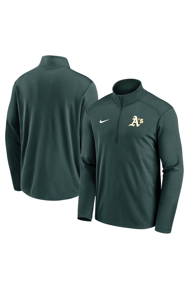 Nike Men's Nike Green Oakland Athletics Agility Pacer Lightweight Performance Half-Zip Top, Main, color, 