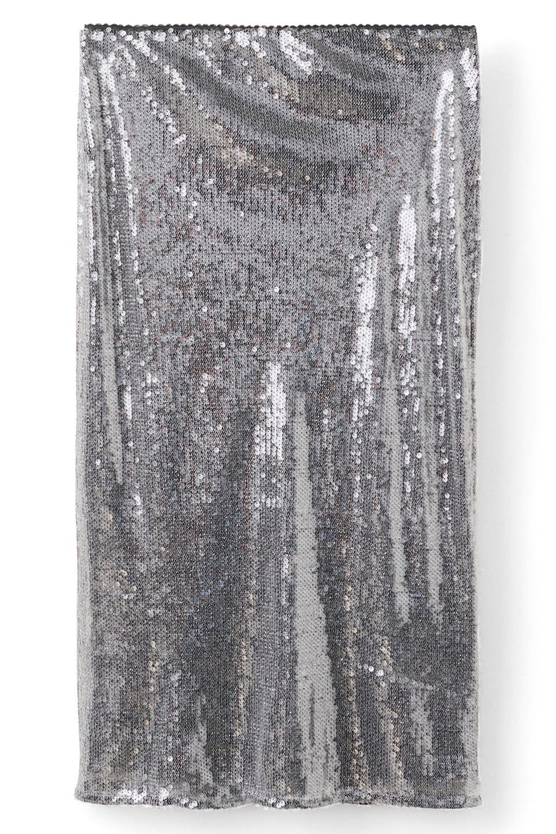 Sequin Midi Skirt, Alternate, color, SILVER