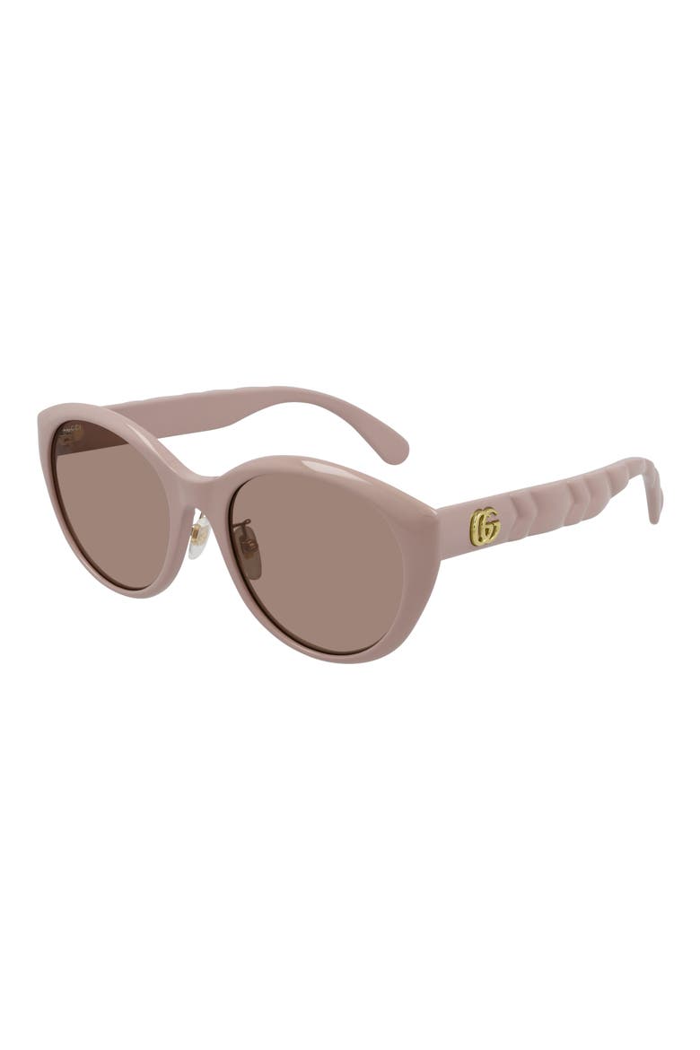 56mm Cat Eye Sunglasses, Main, color, PINK/ BROWN
