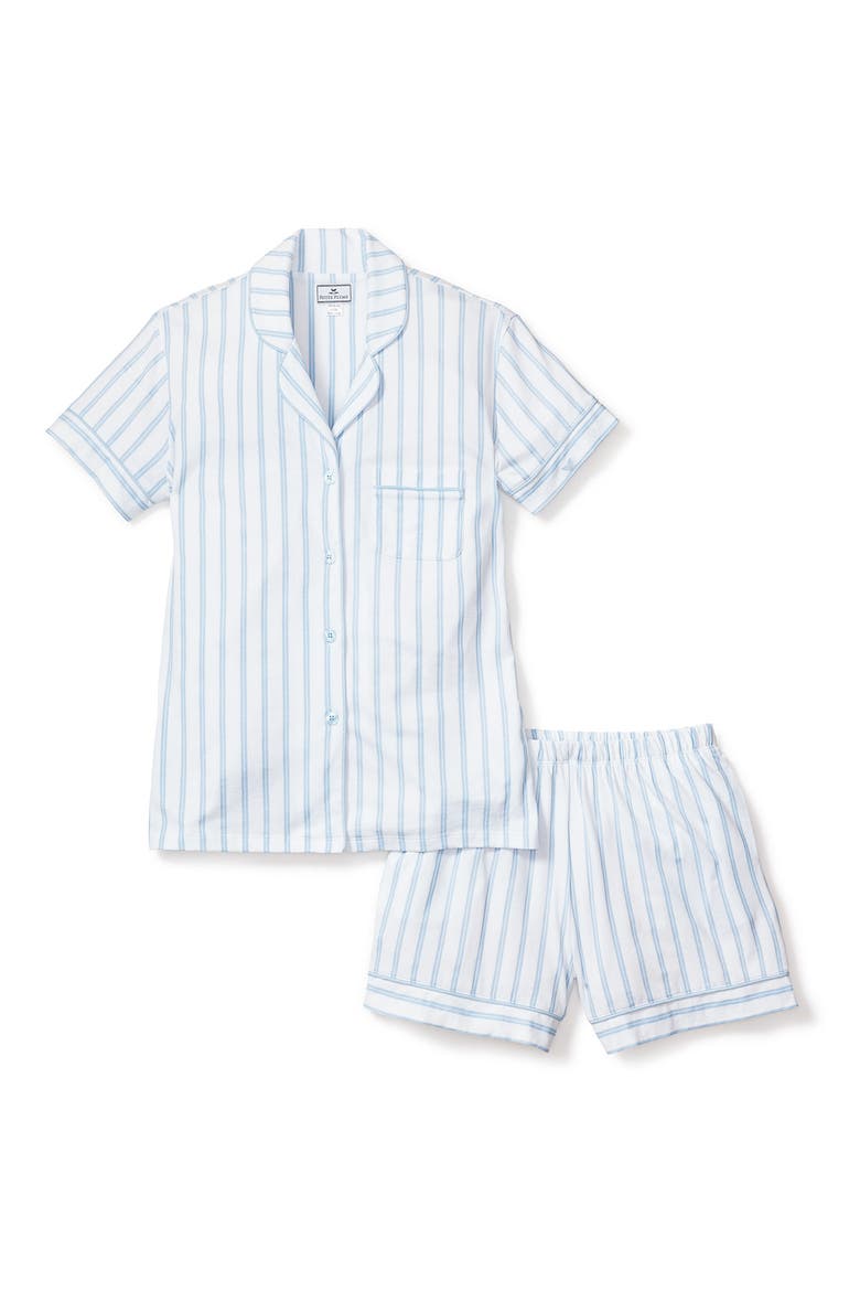 Stripe Classic Pima Cotton Short Sleeve Short Pajamas, Alternate, color, WHITE