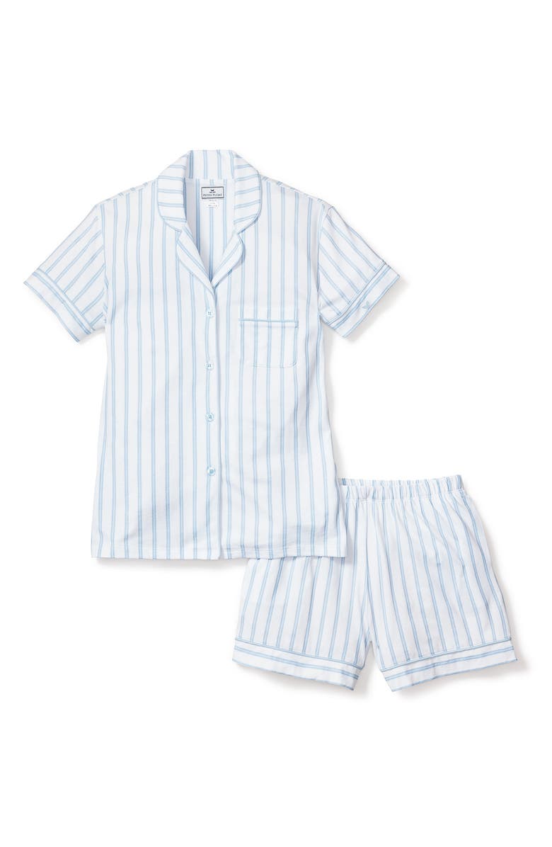 Petite Plume Stripe Pima Cotton Short Pajamas, Alternate, color, White