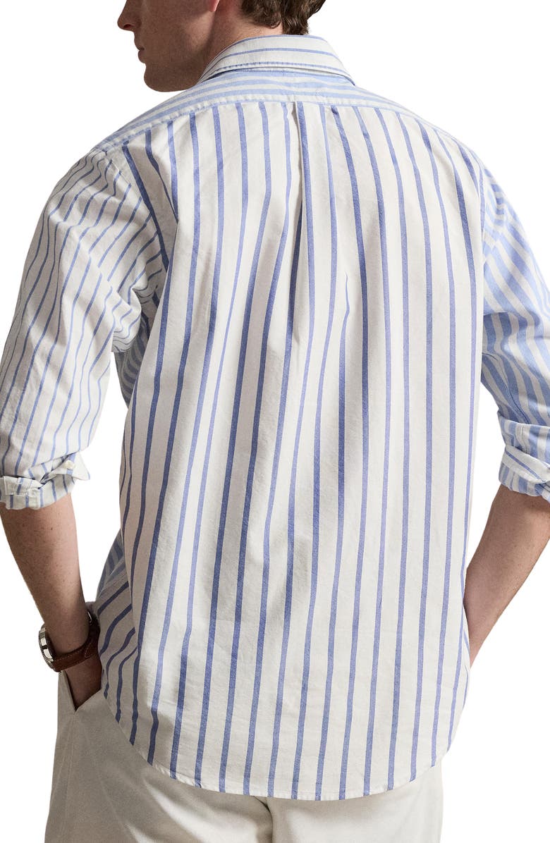 Polo Ralph Lauren Classic Fit Stripe Cotton Blend Button-Down Shirt, Alternate, color, Nautical Funshirt