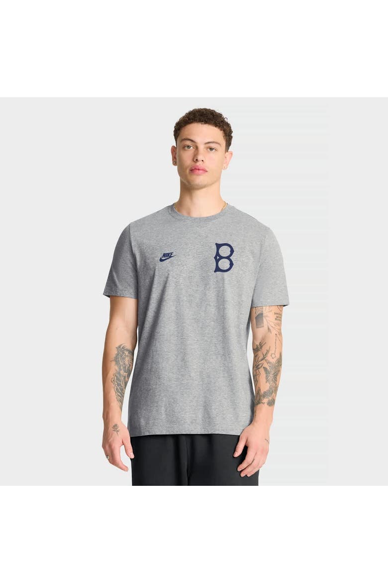 Men's Nike Heather Gray Brooklyn Dodgers Cooperstown 2-Hit T-Shirt, Main, color, Heather Gray