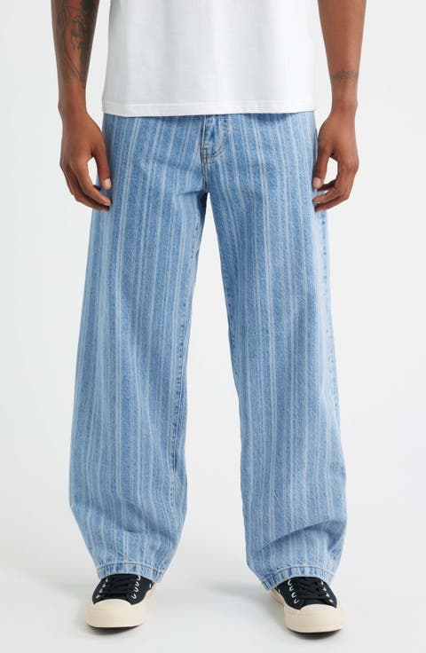 Rylan Stripe Straight Leg Denim Jeans
