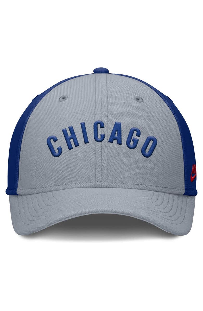 Nike Men's Nike Gray/Royal Chicago Cubs Rise Swoosh Performance Flex Hat, Alternate, color, Gray