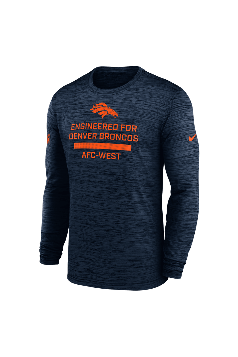 Men's Nike Navy Denver Broncos Sideline Velocity Performance Long Sleeve T-Shirt, Alternate, color, Navy