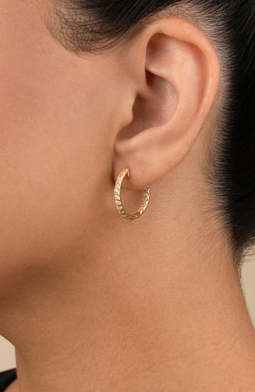 Sterling Forever Constance Cubic Zirconia Inside Out Hoop Earrings In Gold