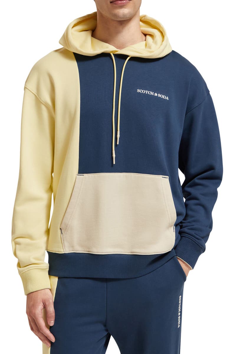 Scotch & Soda Gender Inclusive Colorblock Organic Cotton Hoodie, Main, color, 