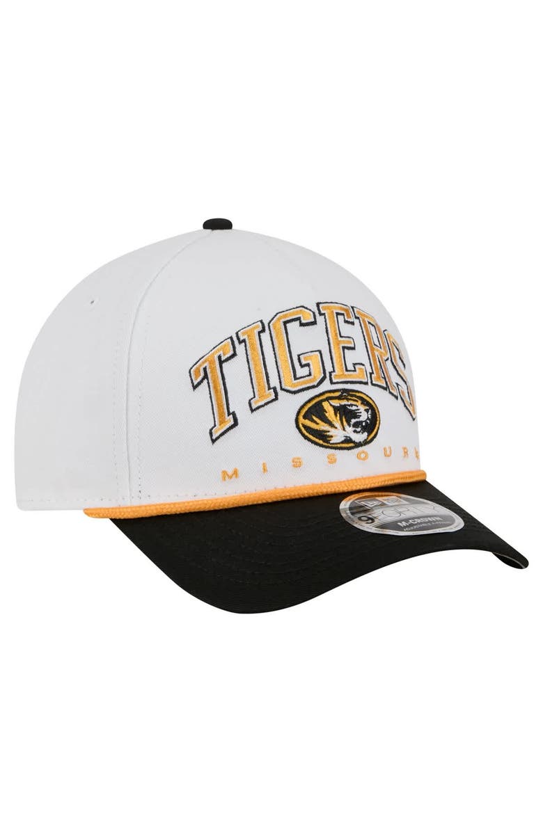 New Era Men's New Era White/Black Missouri Tigers Arch Two-Tone Rope 9FORTY A-Frame M-Crown Adjustable Hat, Alternate, color, White