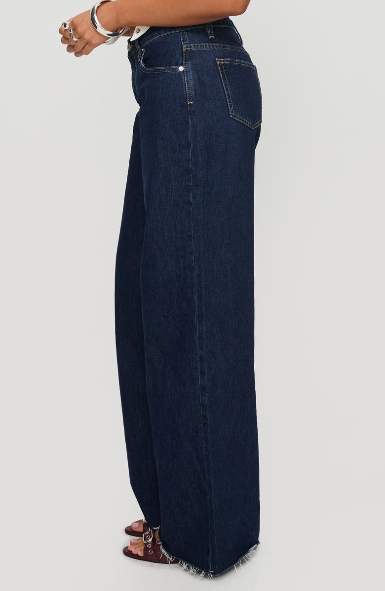 Princess Polly Darla Raw Hem Low Rise Straight Leg Jeans, Alternate, color, Dark Wash