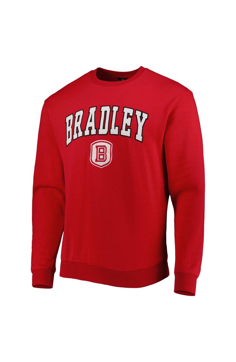 COLOSSEUM Men's Colosseum Red Bradley Braves Arch Over Logo Pullover Sweatshirt, Alternate, color, Red