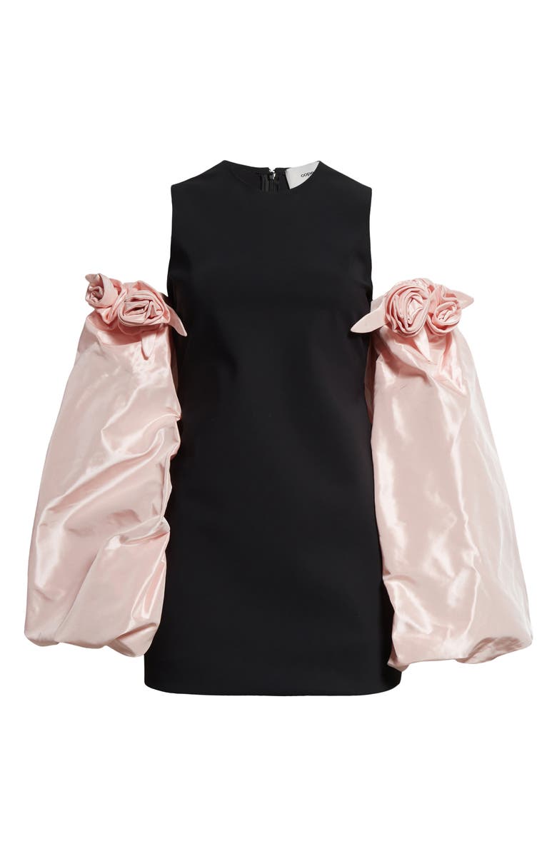 Coperni Jersey Minidress with Detachable Taffeta Sleeves, Alternate, color, Black-Pink