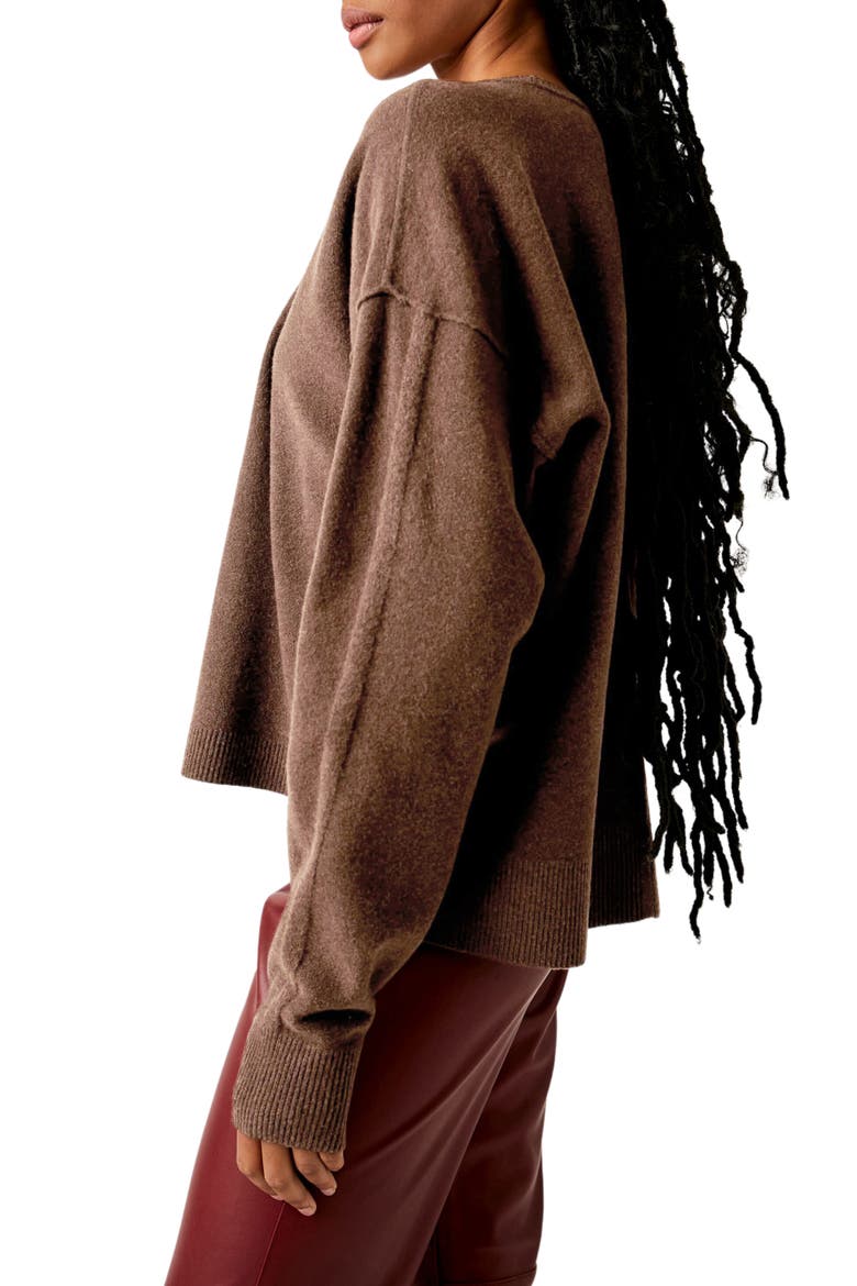 Luna High-Low Sweater, Alternate, color, CHOCOLATE HEATHER