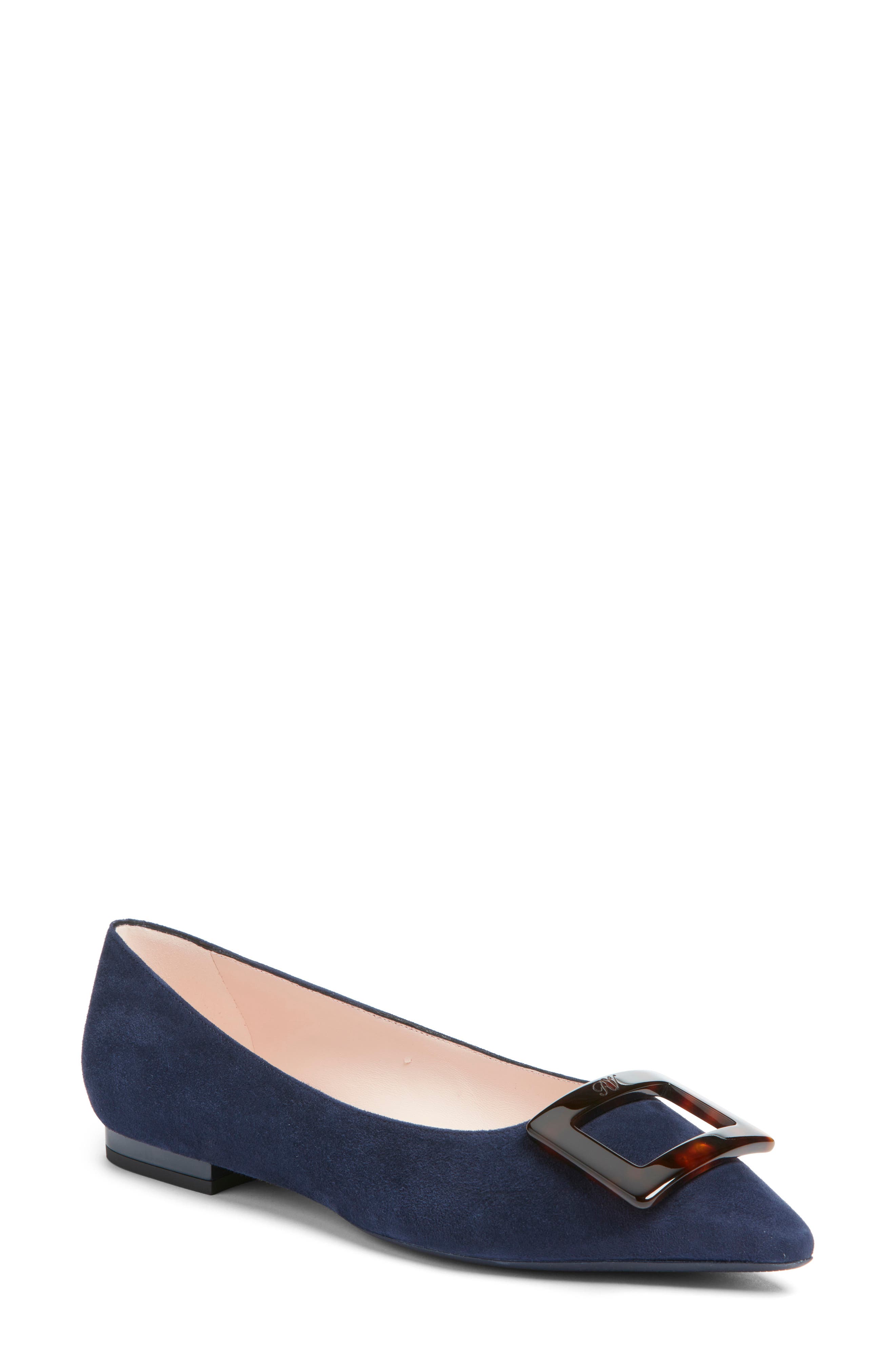 Roger Vivier Gommettine Pointed Toe Ballet Flat, Main, color, Galassia Scuro