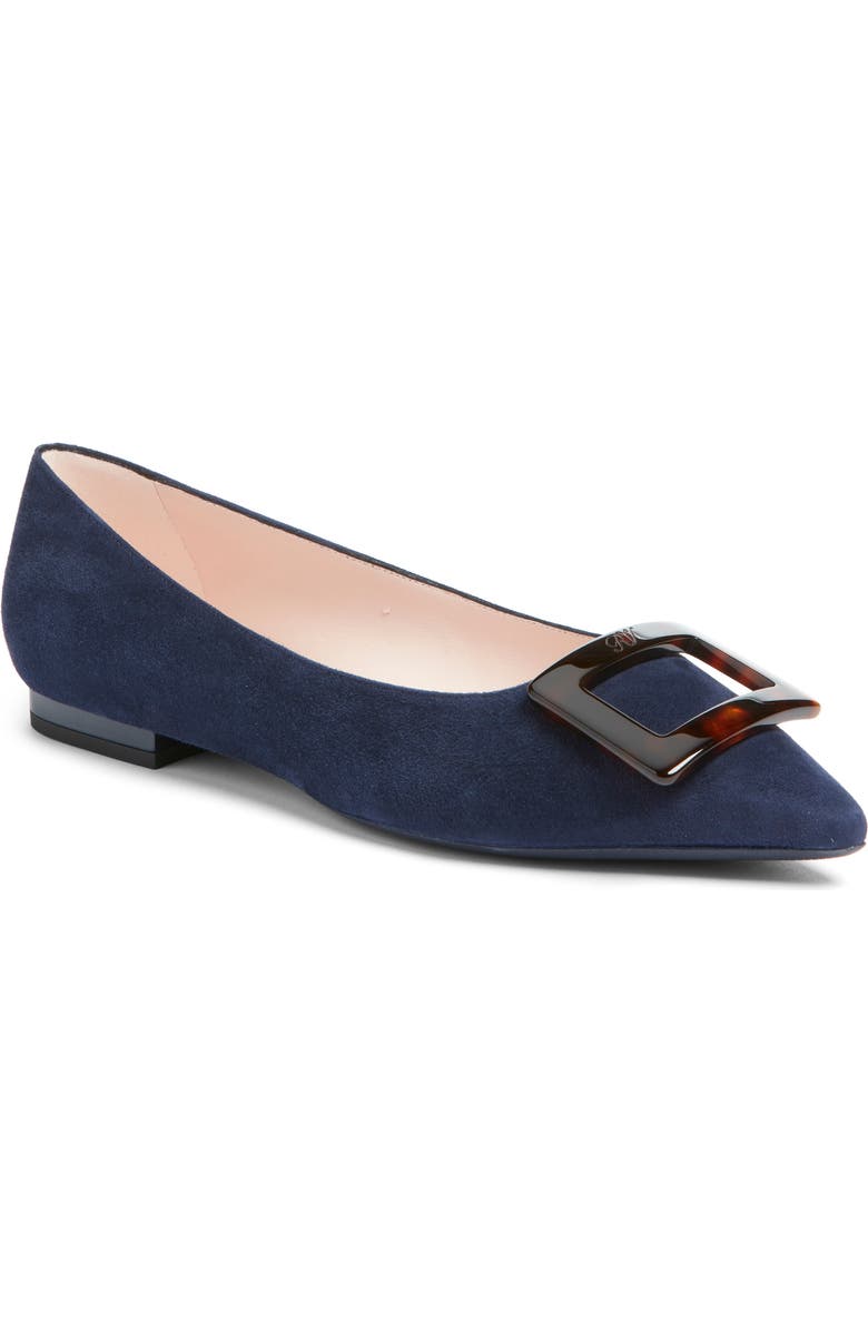 Roger Vivier Gommettine Pointed Toe Ballet Flat, Main, color, Galassia Scuro