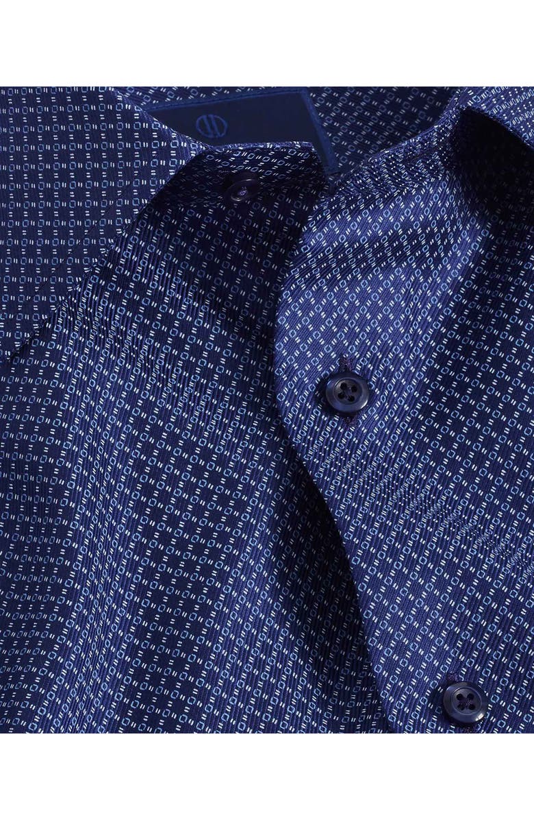 David Donahue Trim Fit Grid Cotton Dress Shirt, Alternate, color, Navy
