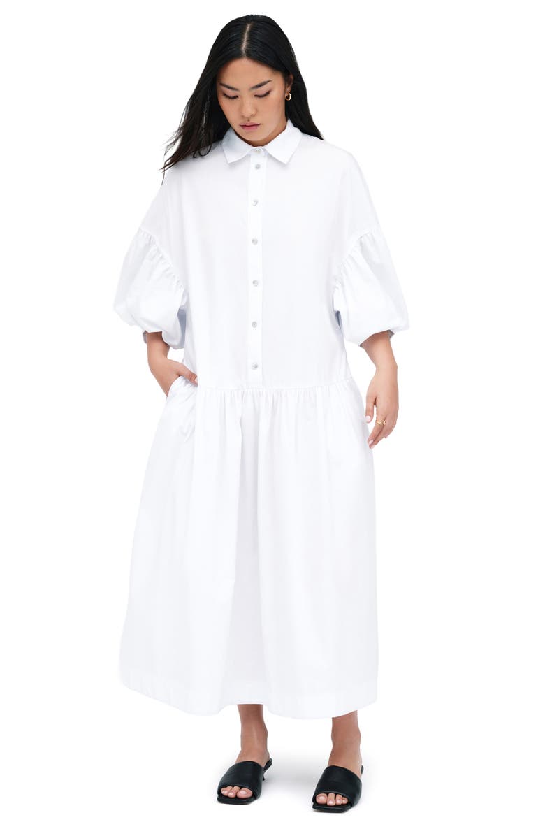 Marcella Ada Cotton Poplin Midi Shirtdress, Alternate, color, White