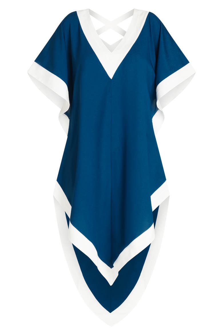Aria High-Low Crepe de Chine Cover-up Dress, Alternate, color, Mineral Blue