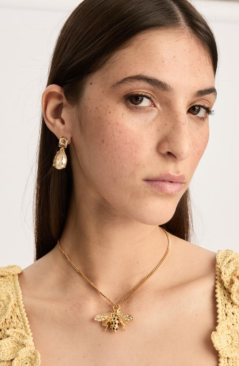 Oscar de la Renta Small Bee Pendant Necklace, Alternate, color, Golden Shadow