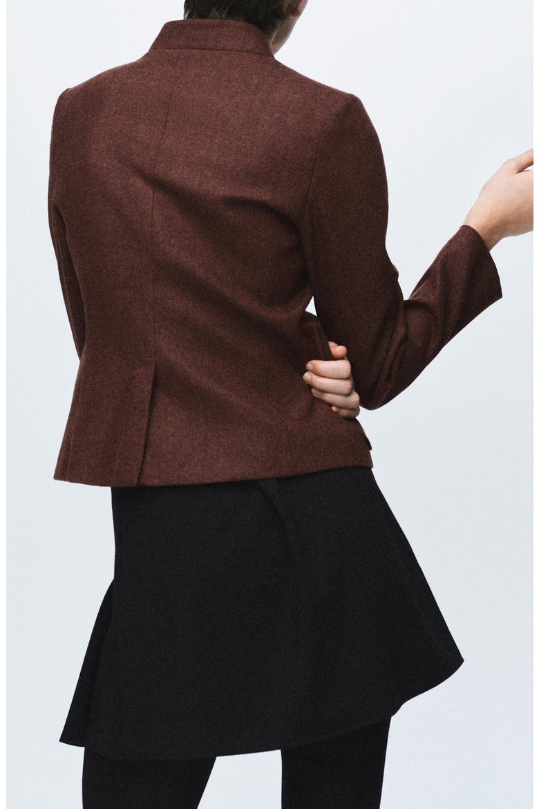 Band Collar Wool Jacket, Alternate, color, TOBACCO BROWN
