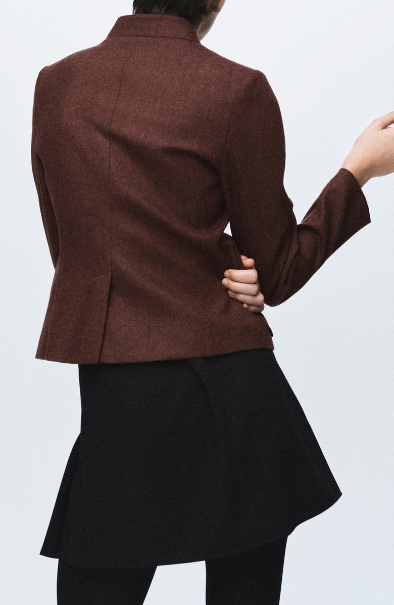 MANGO Band Collar Wool Jacket, Alternate, color, Tobacco Brown