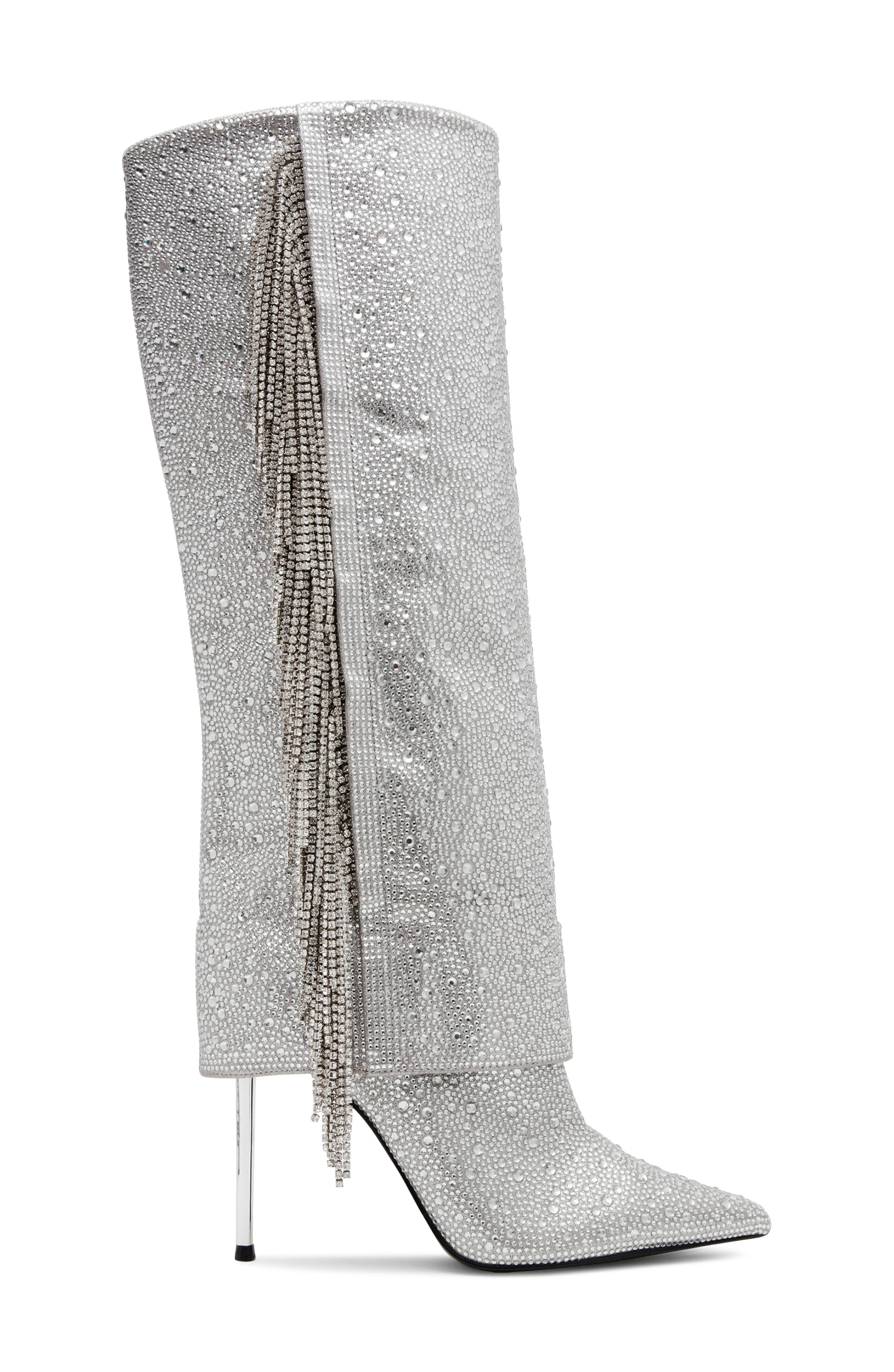 Steve Madden Sanya Rhinestone Fringe Knee High Boot, Alternate, color, 