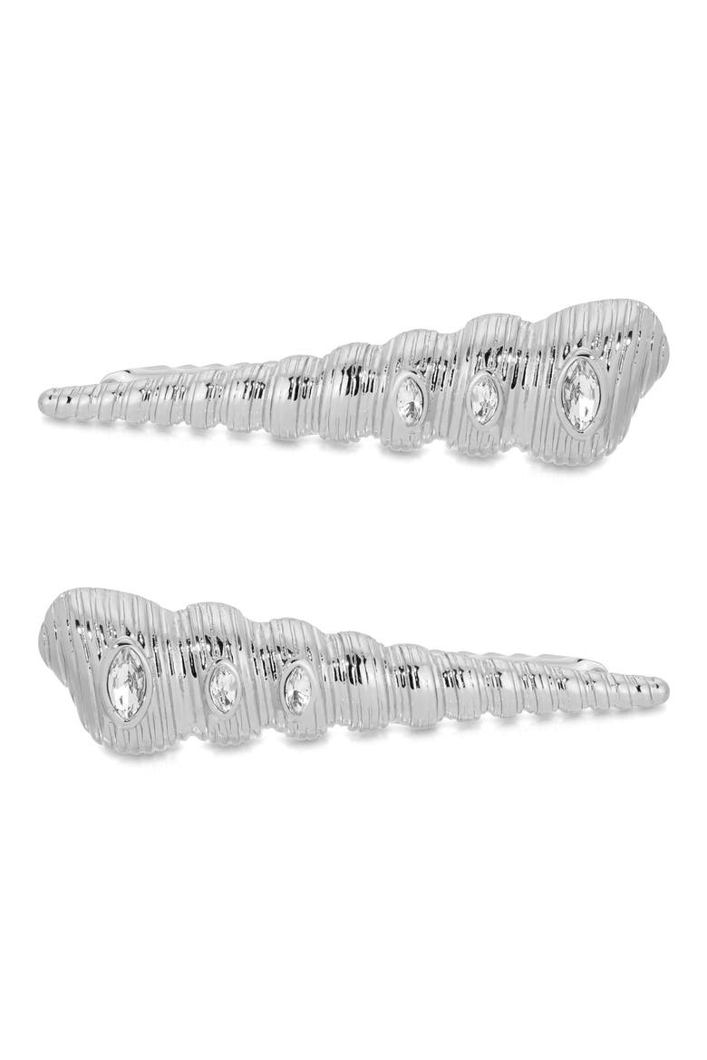 2-Pack Tower Shell Barrettes, Main, color, SILVER