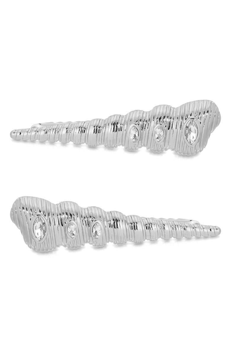 Ettika 2-Pack Tower Shell Barrettes, Main, color, Silver