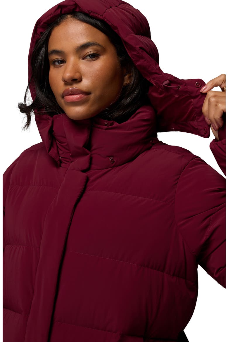 Amaze Puff Long Hooded Jacket, Alternate, color, RICH WINE 624