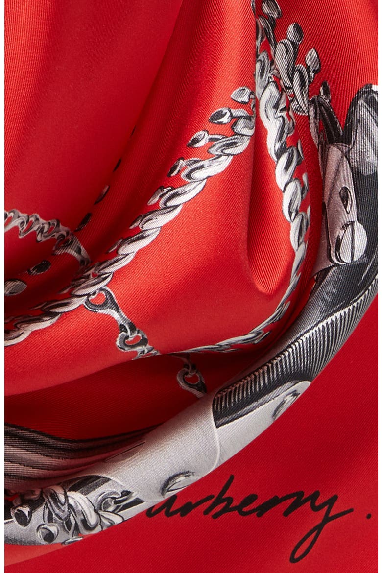 Spear Chain Print Square Silk Scarf, Alternate, color, PILLAR