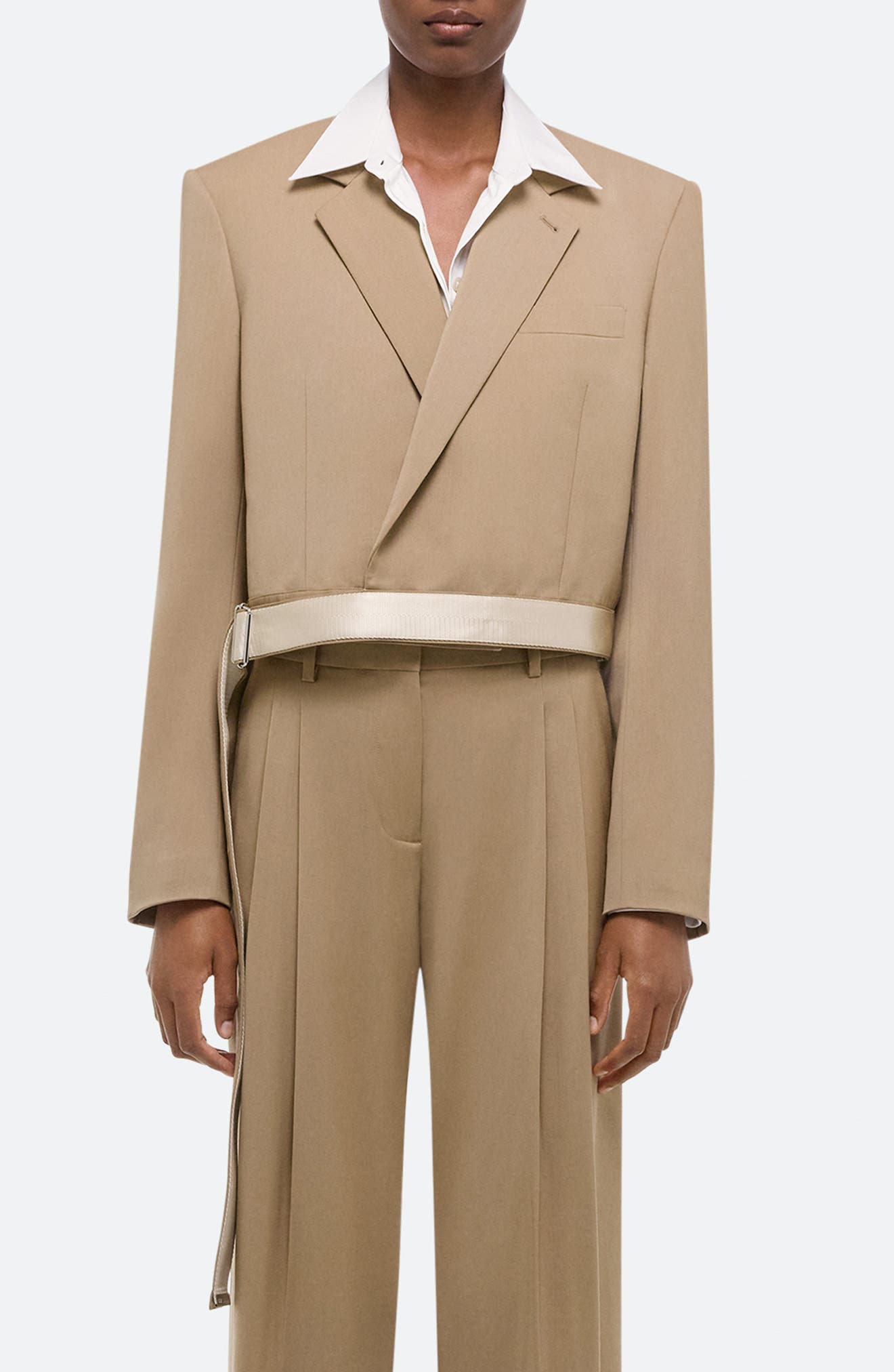 Helmut Lang Wool Wrap Crop Blazer