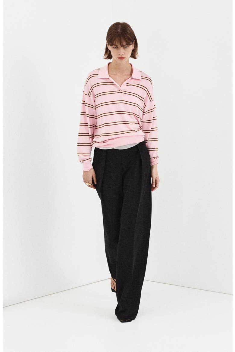 Stripe Polo Sweater, Alternate, color, LIGHT PINK