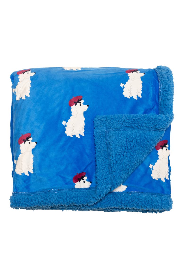 Poodles Reversible Fleece Baby Blanket, Alternate, color, BRILLIANT BLUE