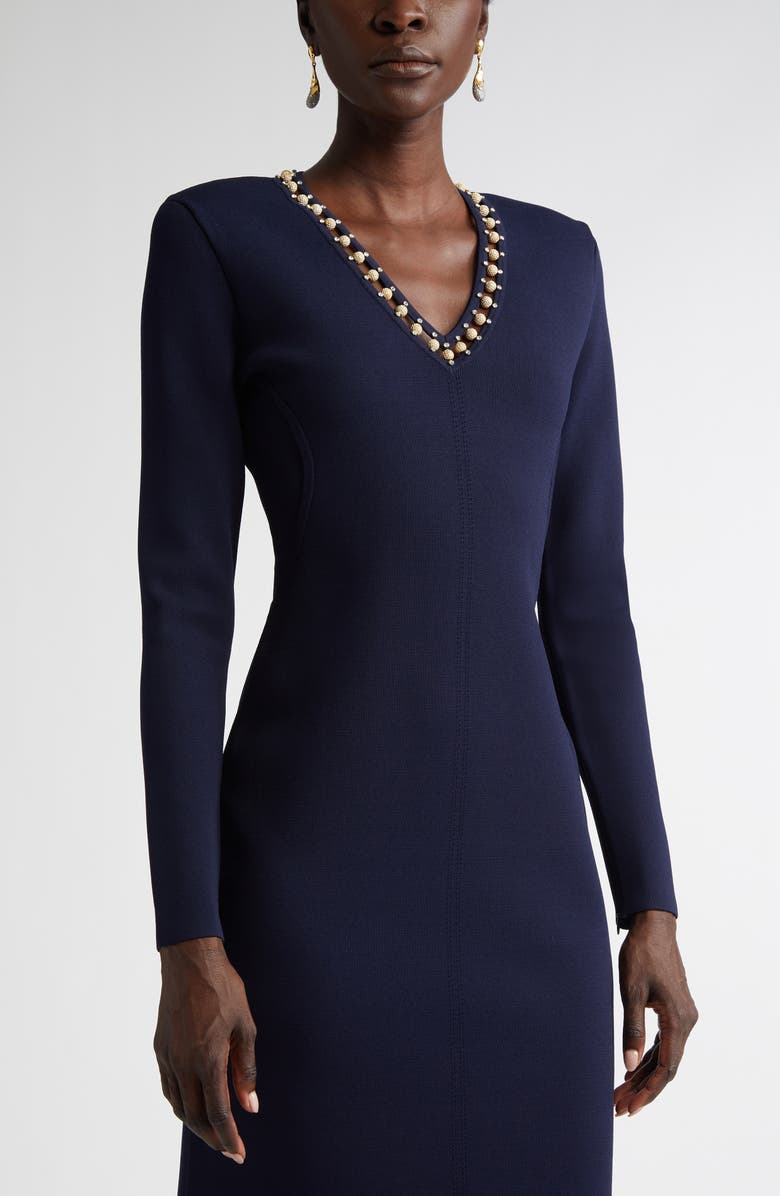 ST. JOHN Suspended Pavé Long Sleeve Milano Knit Dress, Alternate, color,